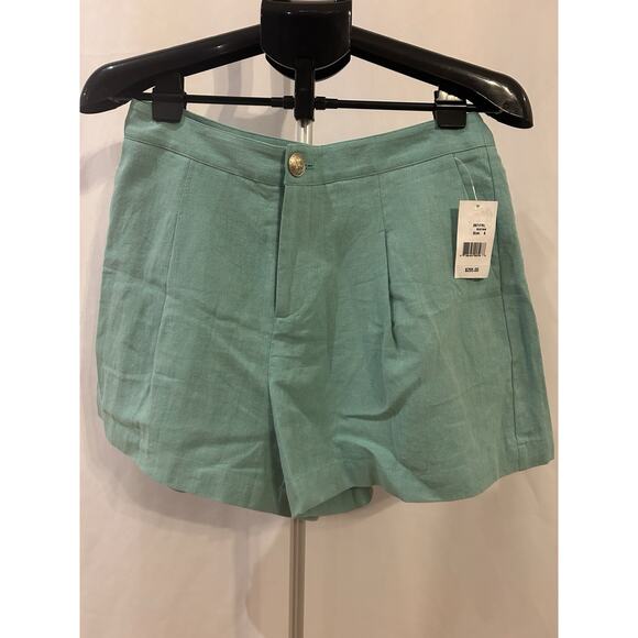 NWT L'Agence Seafoam Saige Safari Linen-Blend Shorts size 6 - Picture 1 of 5